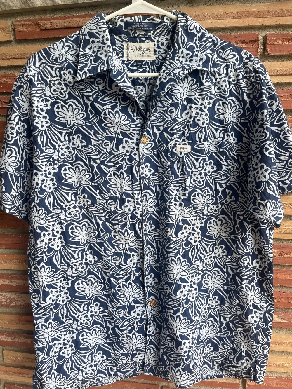 Tommy Hilfiger Navy and White Floral Camp Shirt